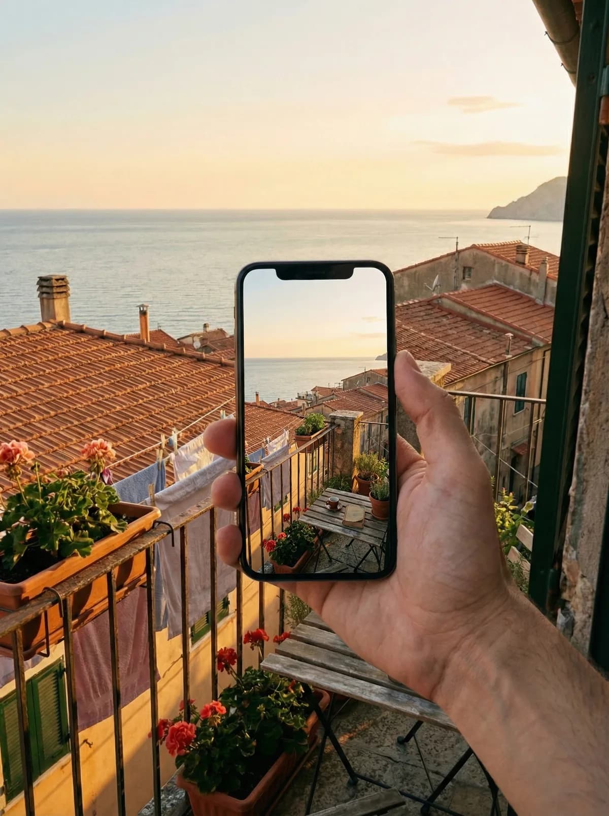 Phone photo of an Italian sunset